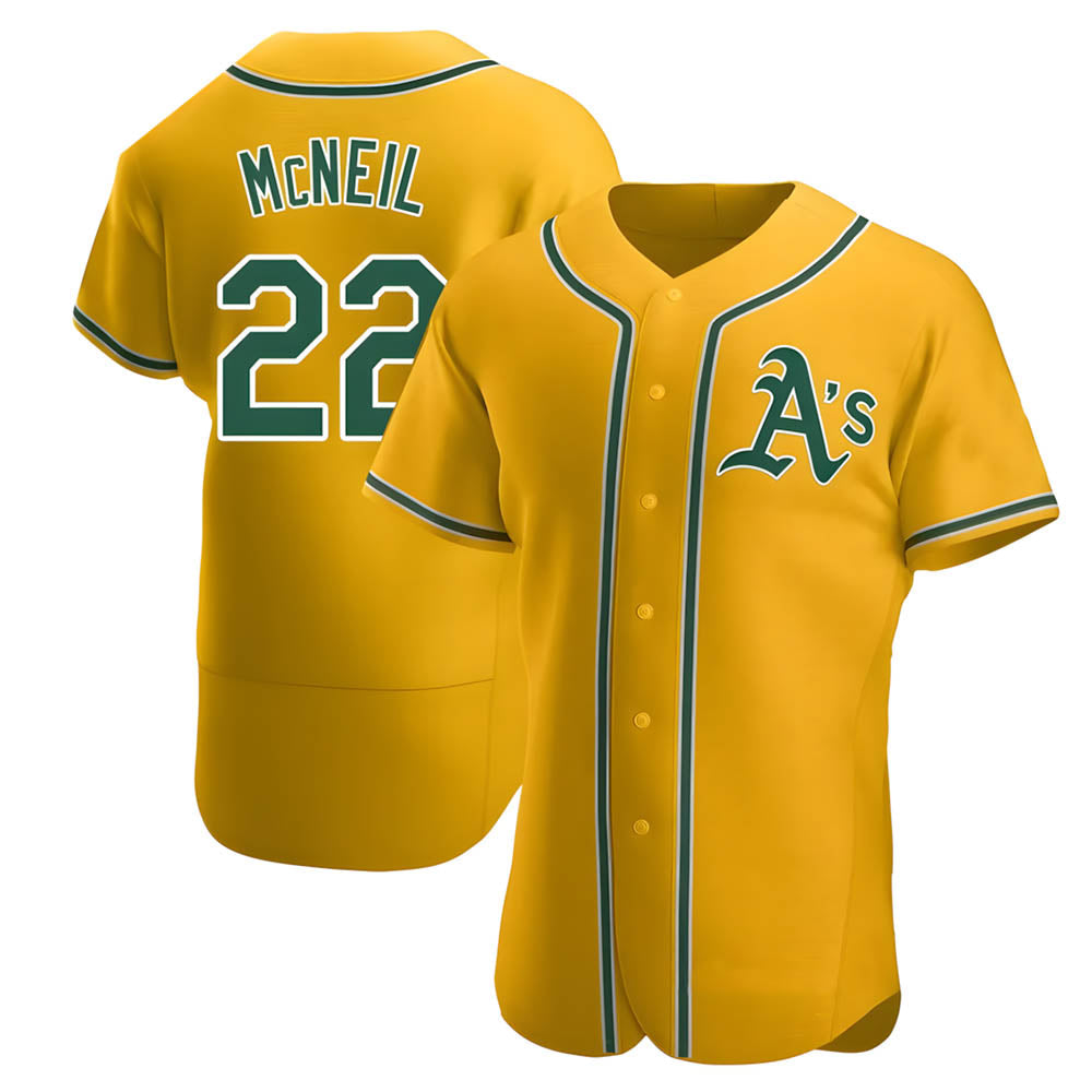Trusc Athletics #22 Jeff McNeil player Gold Authentic Alternate Stitched Jersey