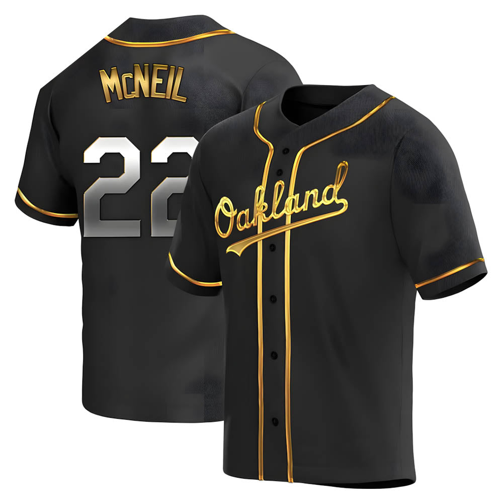 Trusc Athletics #22 Jeff McNeil player Gold Replica Black en Alternate Stitched Jersey