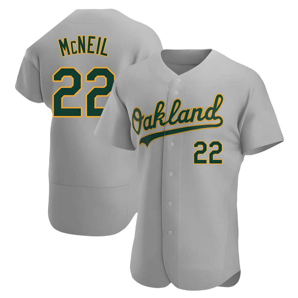 Trusc Athletics #22 Jeff McNeil player Gray Authentic Road Stitched Jersey