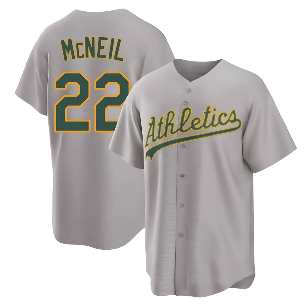 Trusc Athletics #22 Jeff McNeil player Gray Replica Away Stitched Jersey