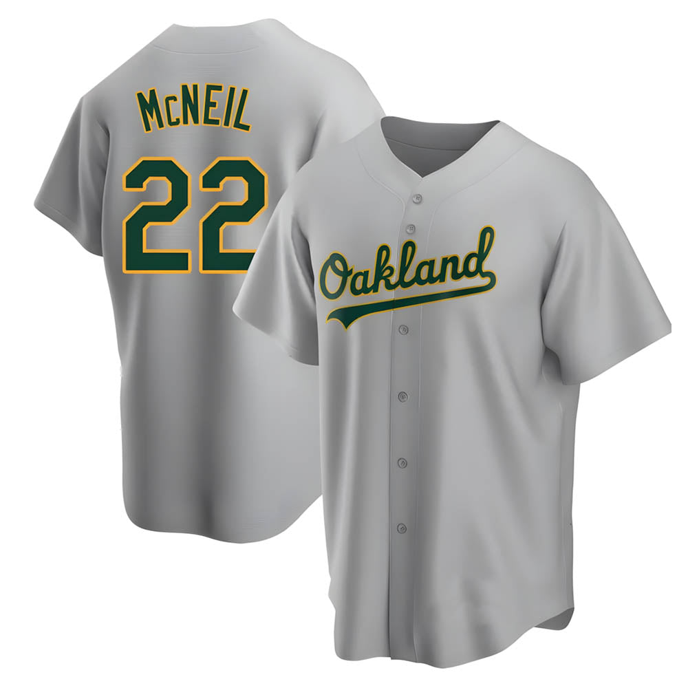 Trusc Athletics #22 Jeff McNeil player Gray Replica Road Stitched Jersey