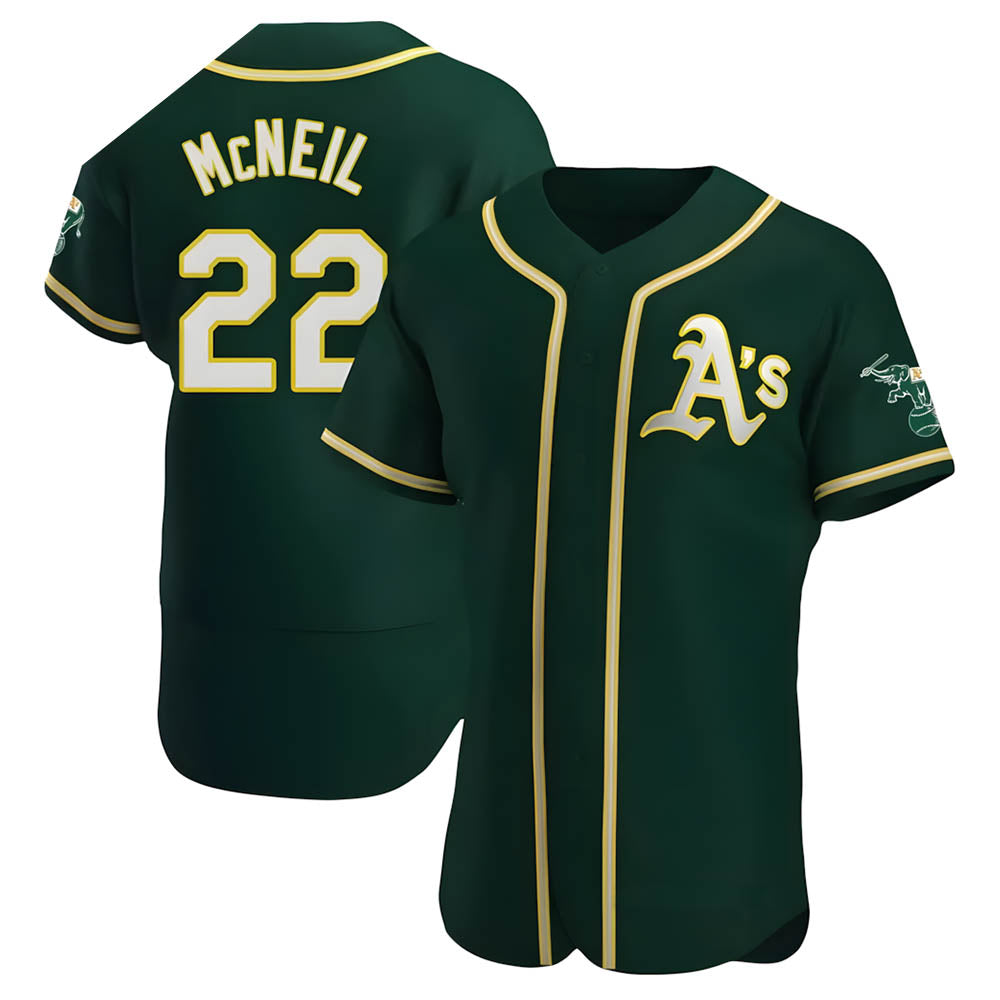 Trusc Athletics #22 Jeff McNeil player Green Authentic Alternate Stitched Jersey