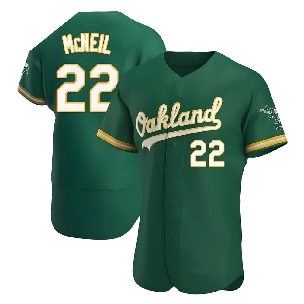 Trusc Athletics #22 Jeff McNeil player Green Authentic Kelly Alternate Stitched Jersey