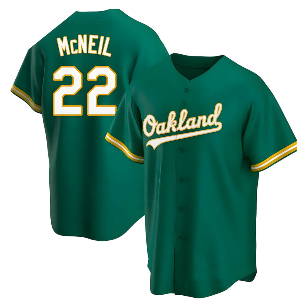 Trusc Athletics #22 Jeff McNeil player Green Replica Kelly Alternate Stitched Jersey
