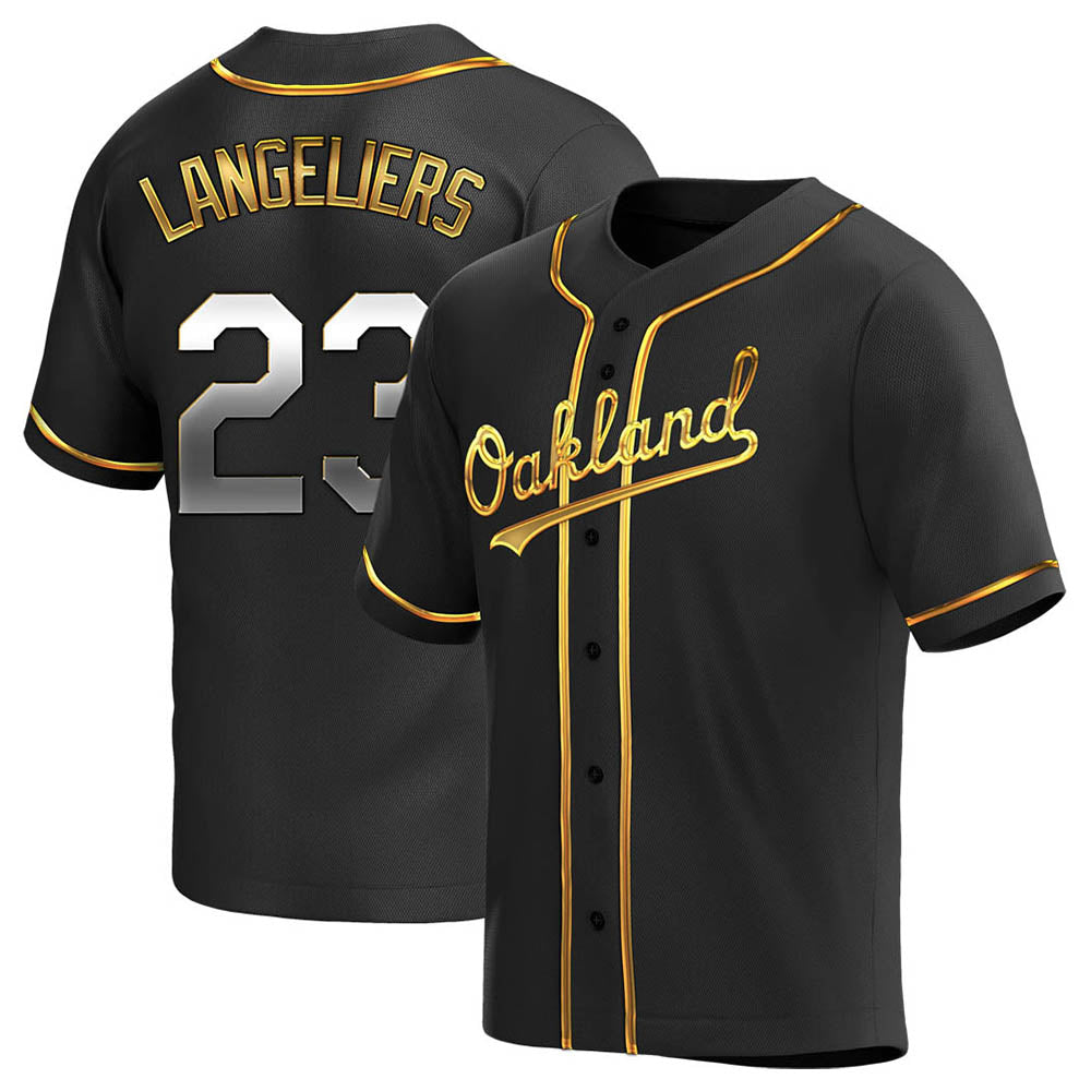Trusc Athletics #23 Shea Langeliers Player Black Golden Replica Alternate Stitched Jerseys