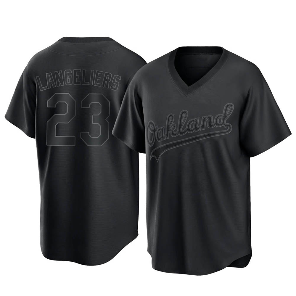 Trusc Athletics #23 Shea Langeliers Player Black Replica Pitch Fashion T shirt Stitched Jerseys