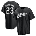 Trusc Athletics #23 Shea Langeliers Player Black&White Replica Stitched Jerseys
