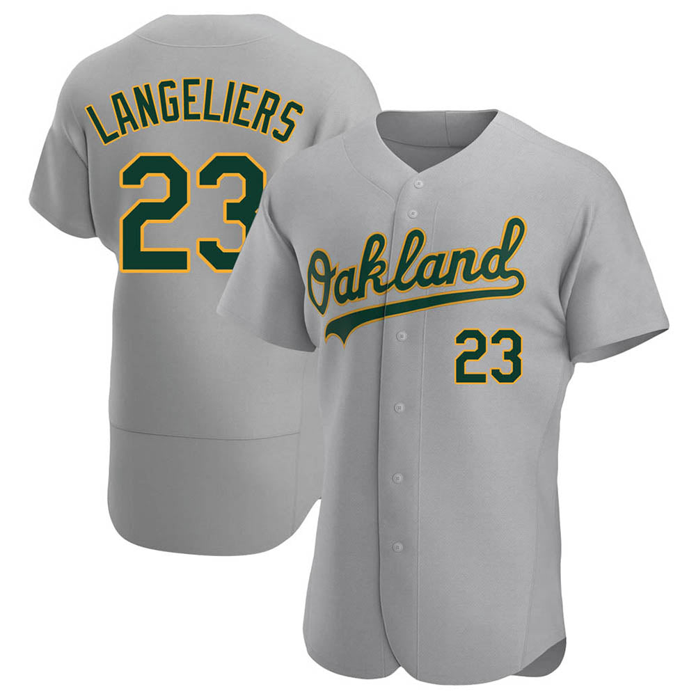 Trusc Athletics #23 Shea Langeliers Player Gray Authentic Road Stitched Jersey