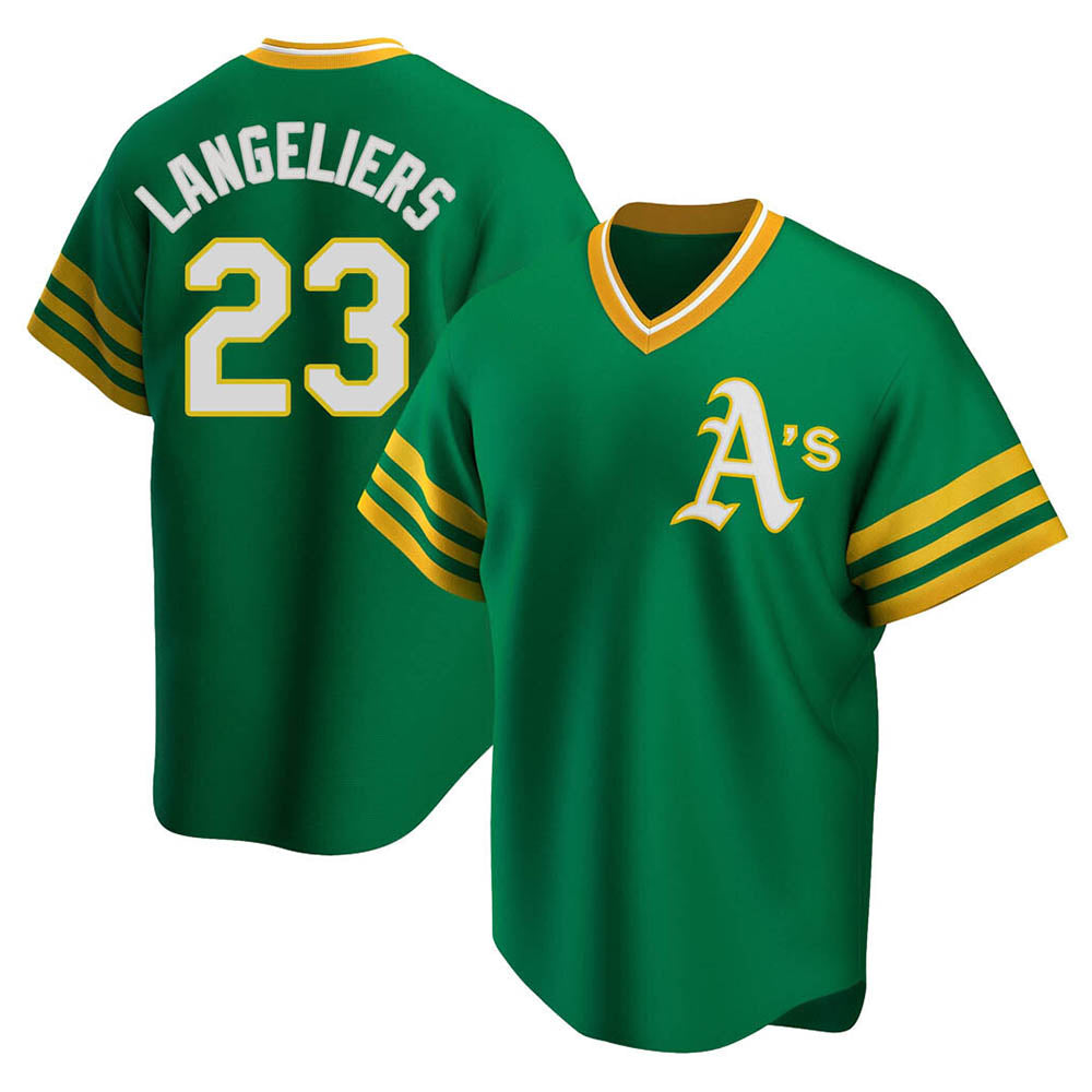 Trusc Athletics #23 Shea Langeliers Player Green Replica Cooperstown Collection T shirt Stitched Jerseys