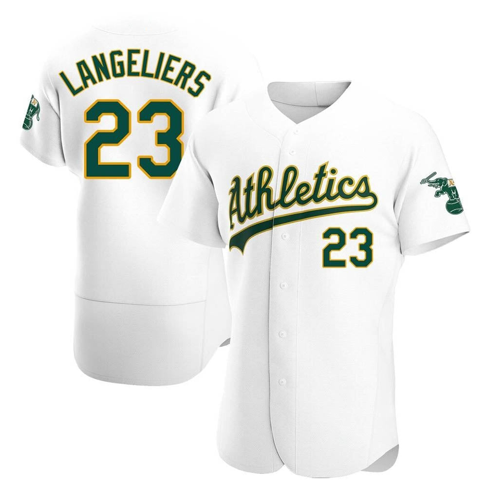 Trusc Athletics #23 Shea Langeliers Player White Authentic Home Stitched Jersey