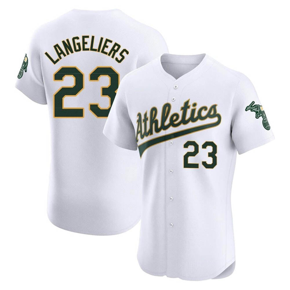 Trusc Athletics #23 Shea Langeliers Player White Elite Home Stitched Jersey