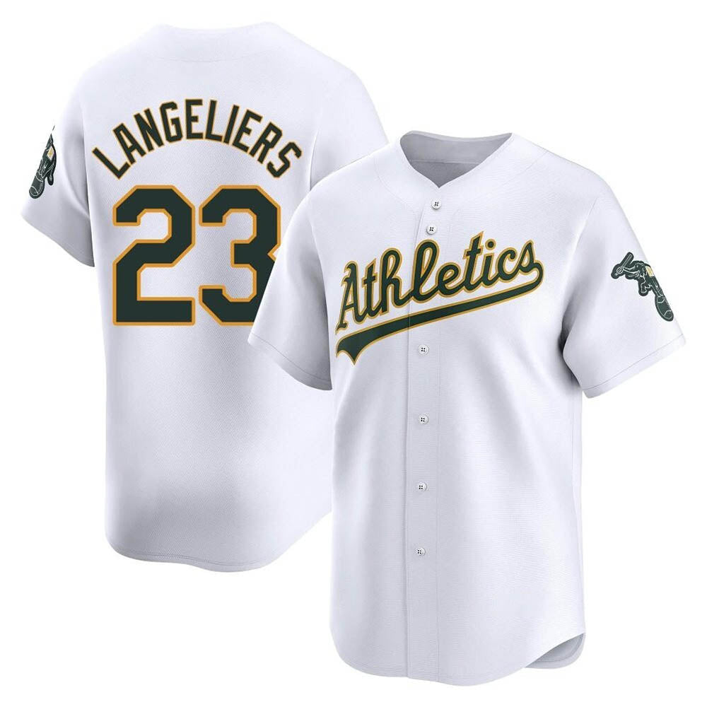 Trusc Athletics #23 Shea Langeliers Player White Limited Home Stitched Jersey