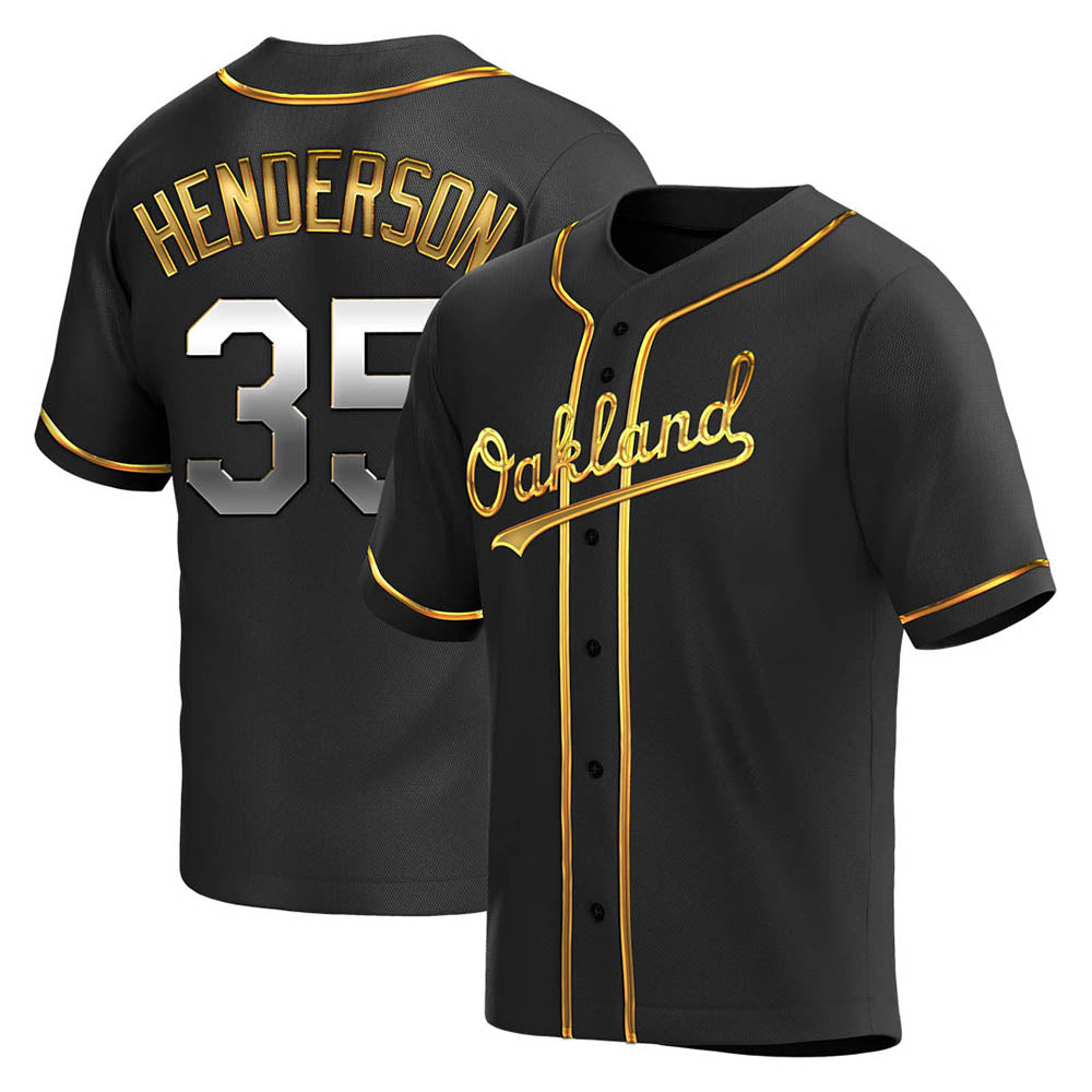 Trusc Athletics #35 Rickey Henderson Player Black Golden Replica Alternate Stitched Jersey