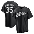 Trusc Athletics #35 Rickey Henderson Player Black&White Replica Stitched Jersey