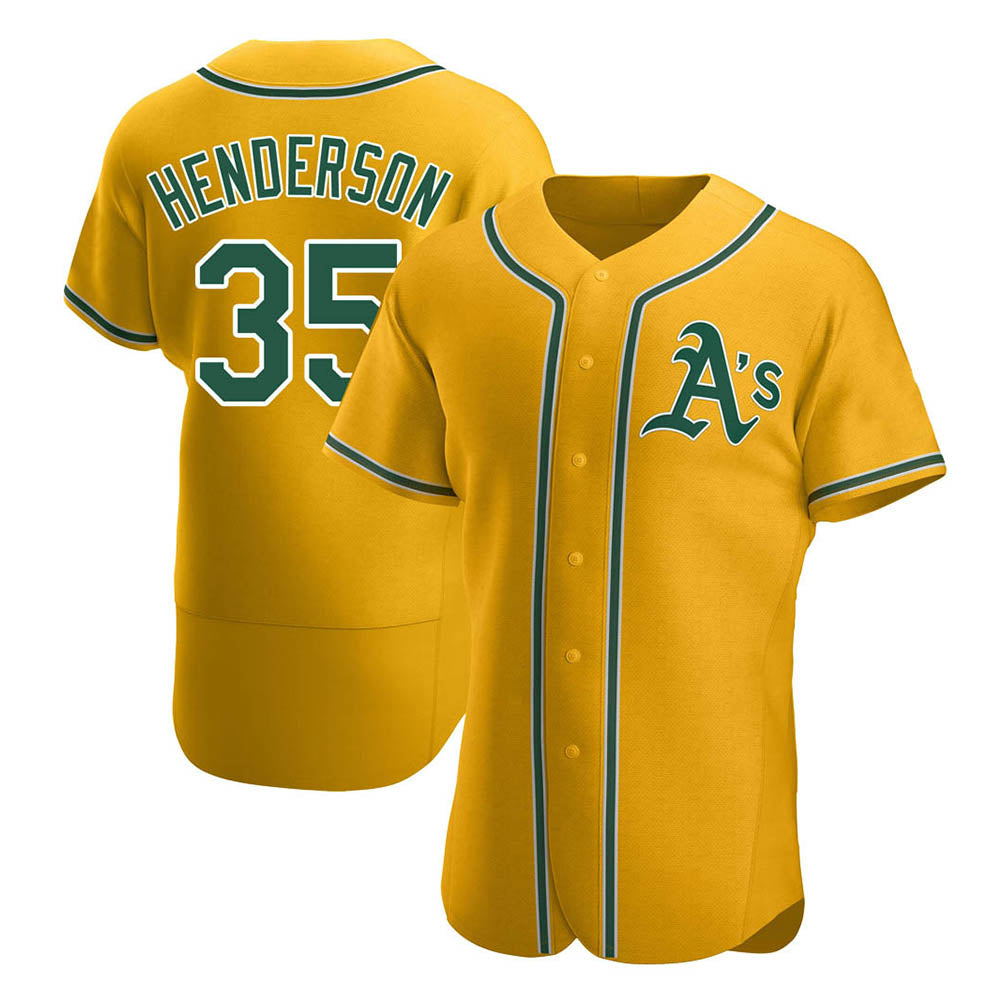Trusc Athletics #35 Rickey Henderson Player Gold Authentic Alternate Stitched Jersey