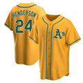 Trusc Athletics #24 Rickey Henderson Player Gold Replica Alternate Stitched Jersey