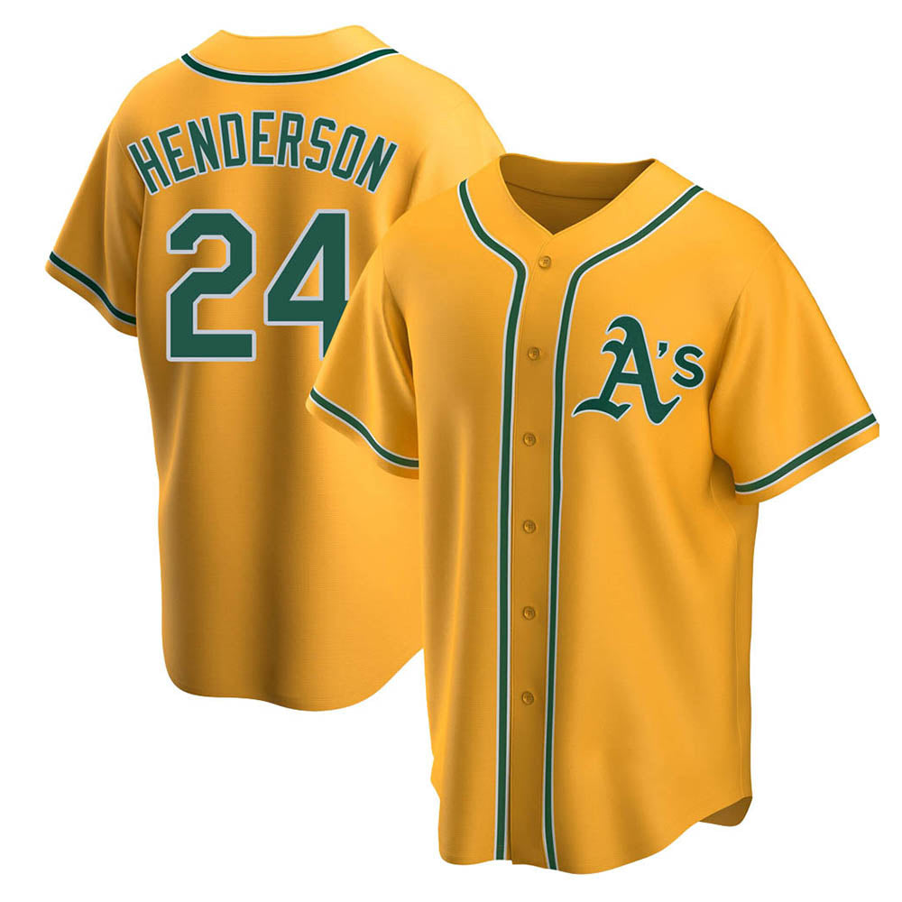 Trusc Athletics #24 Rickey Henderson Player Gold Replica Alternate Stitched Jersey