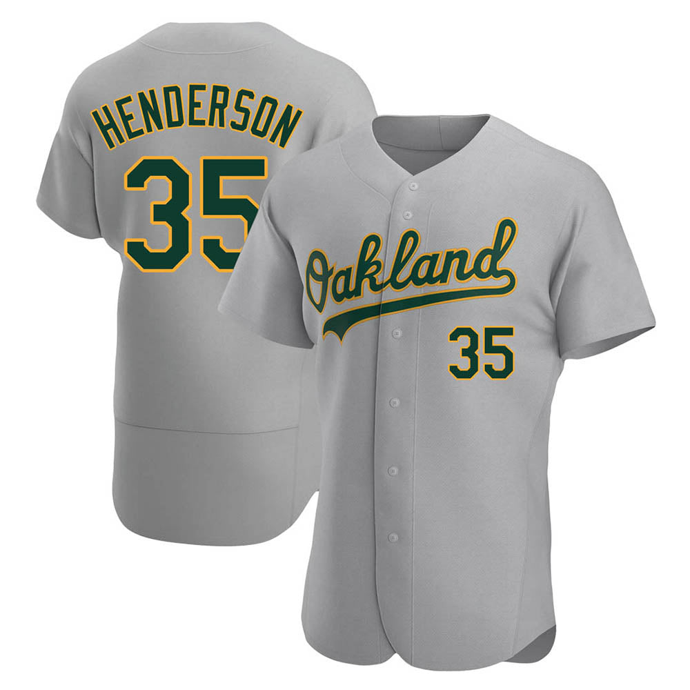 Trusc Athletics #35 Rickey Henderson Player Gray Authentic Road Stitched Jersey