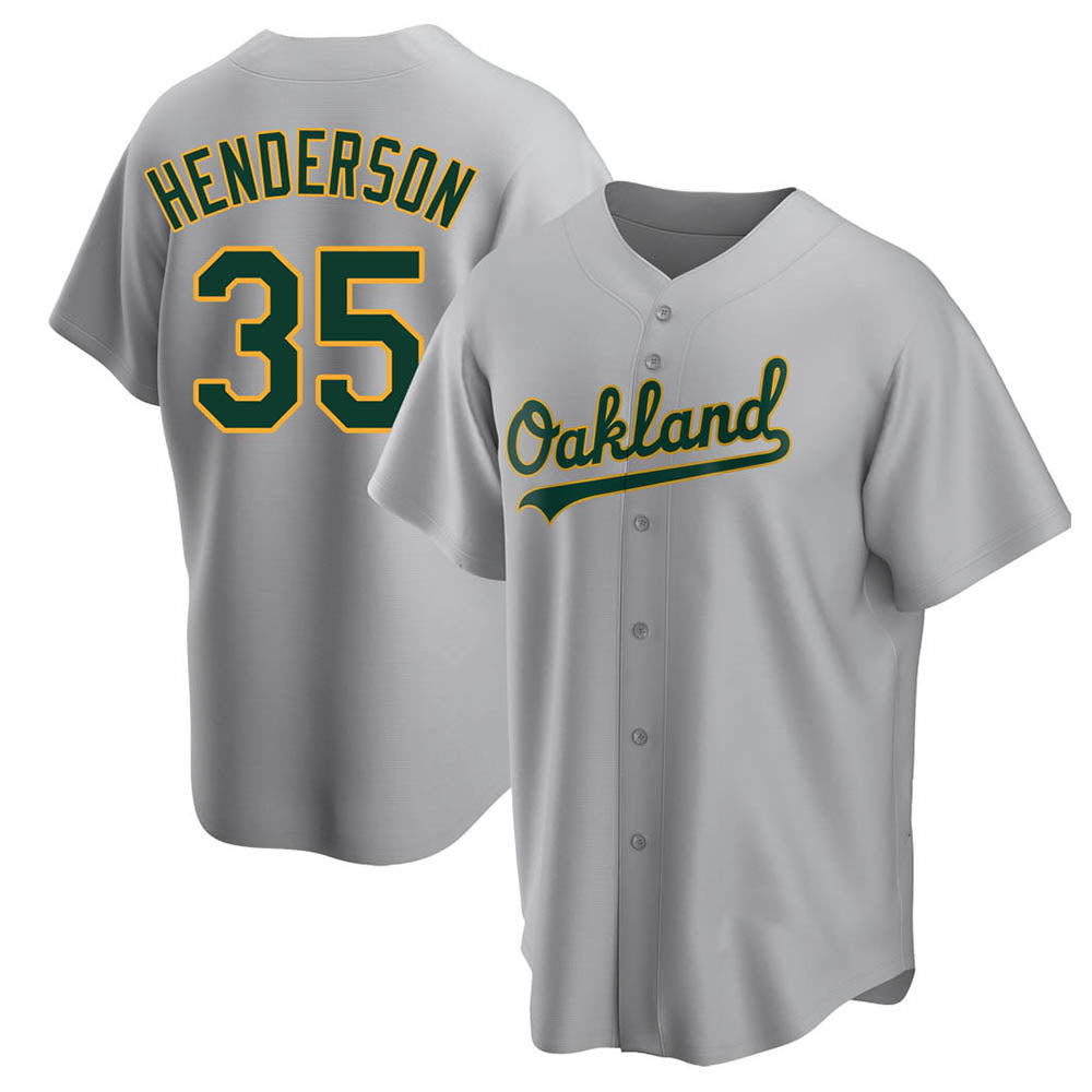 Trusc Athletics #35 Rickey Henderson Player Gray Replica Road Stitched Jersey