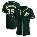 Trusc Athletics #35 Rickey Henderson Player Green Authentic Alternate Stitched Jersey