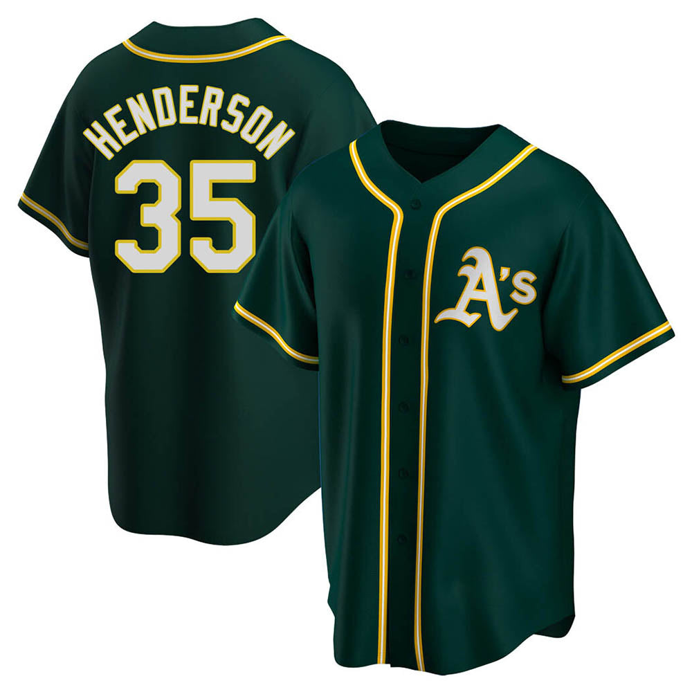 Trusc Athletics #35 Rickey Henderson Player Green Replica Alternate Stitched Jersey