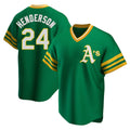 Trusc Athletics #24 Rickey Henderson Player Green Replica Cooperstown Collection T shirt Stitched Jersey