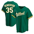 Trusc Athletics #35 Rickey Henderson Player Green Replica Kelly Alternate Stitched Jersey