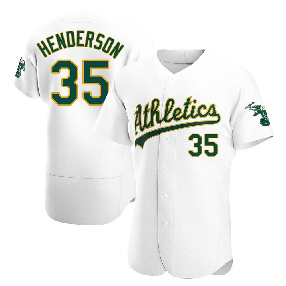 Trusc Athletics #35 Rickey Henderson Player White Authentic Home Stitched Jersey