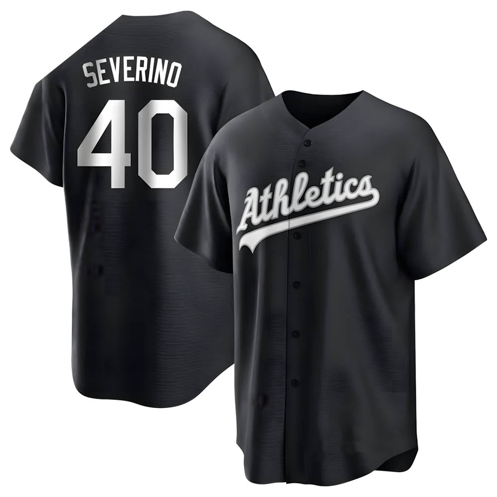 Trusc Athletics #40 Luis Severino player Black&White Replica Stitched Jersey