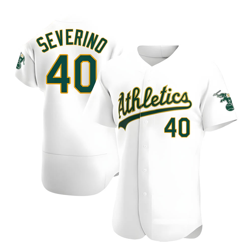 Trusc Athletics #40 Luis Severino player White Authentic Home Stitched Jersey