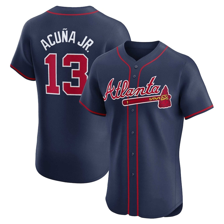 Trusc A.Braves #13 Ronald Acuna Jr. Alternate Elite Player Jersey - Navy Personalized Jerseys