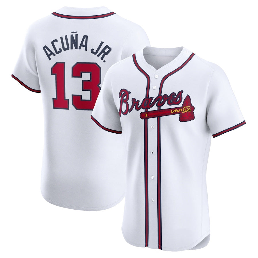 Trusc A.Braves #13 Ronald Acuna Jr. Home Elite Jersey - White Personalized Jerseys