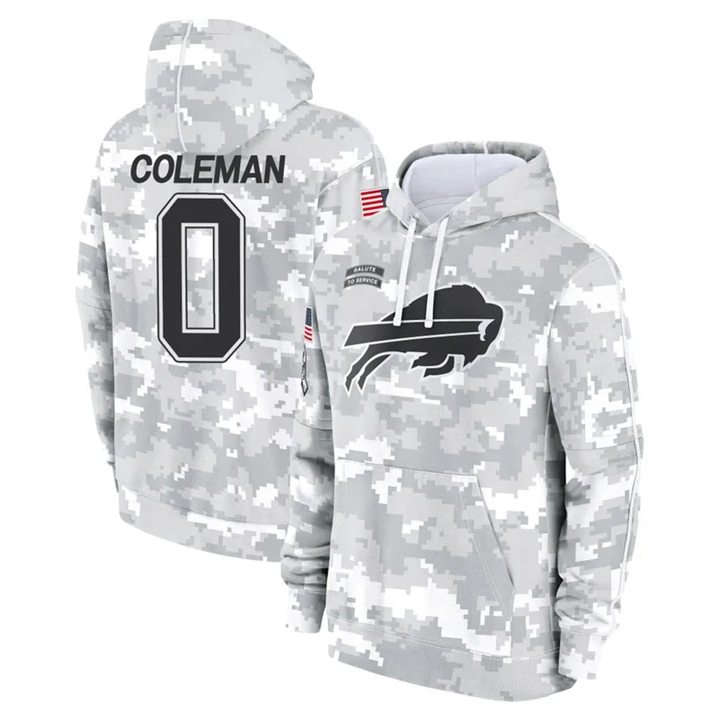 Trusc B.Bills #0 Keon Coleman Player Arctic Camo Salute to Service Hoodies Stitched Jerseys
