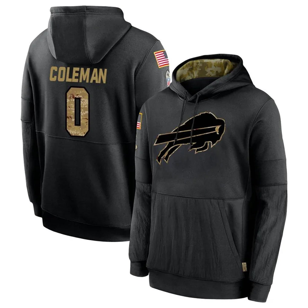 Trusc B.Bills #0 Keon Coleman Player Salute to Service Black Hoodies Stitched Jerseys