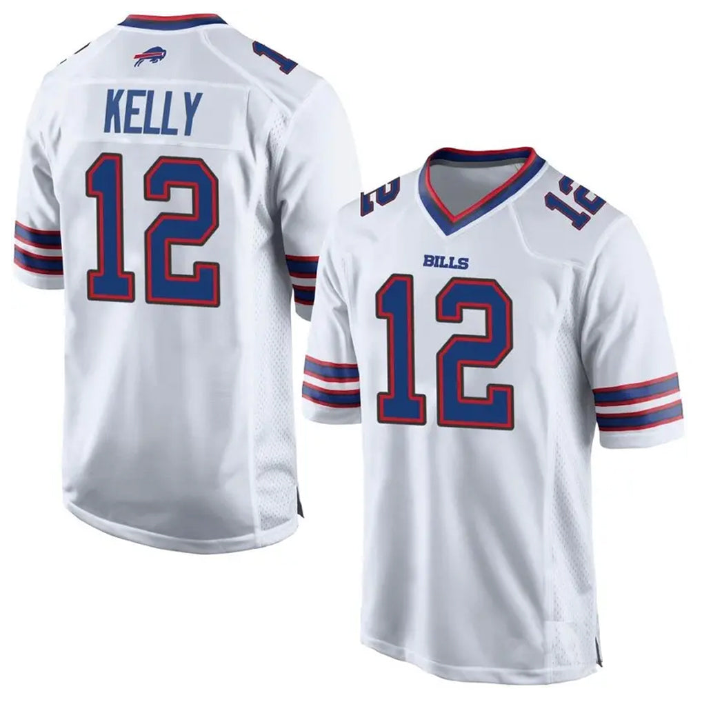 Trusc B.Bills #12 Jim Kelly Player White Home Game Stitched Jerseys