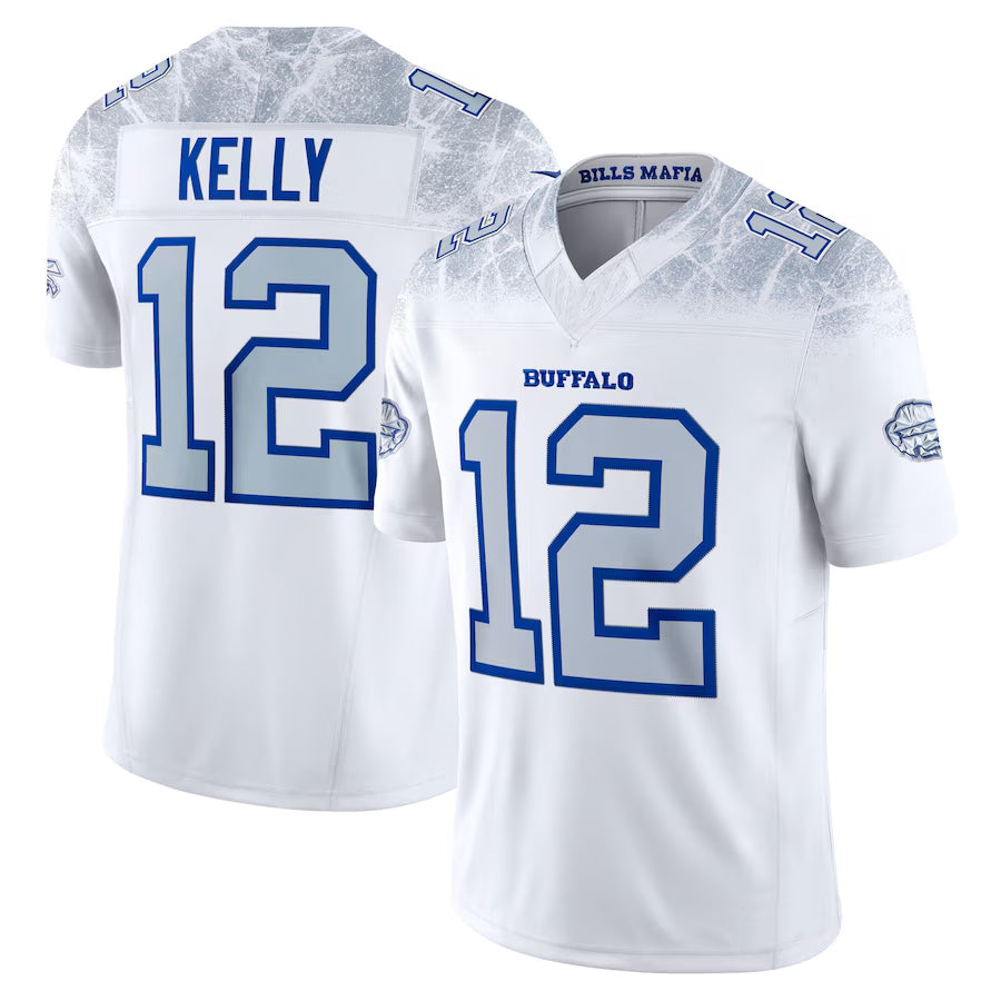Trusc B.Bills #12 Jim Kelly Player White Rivalries Collection Vapor Limited  Stitched Jersey