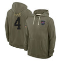 Trusc B.Bills #4 James Cook III Player Salute to Service Olive Hoodies  Stitched Jerseys