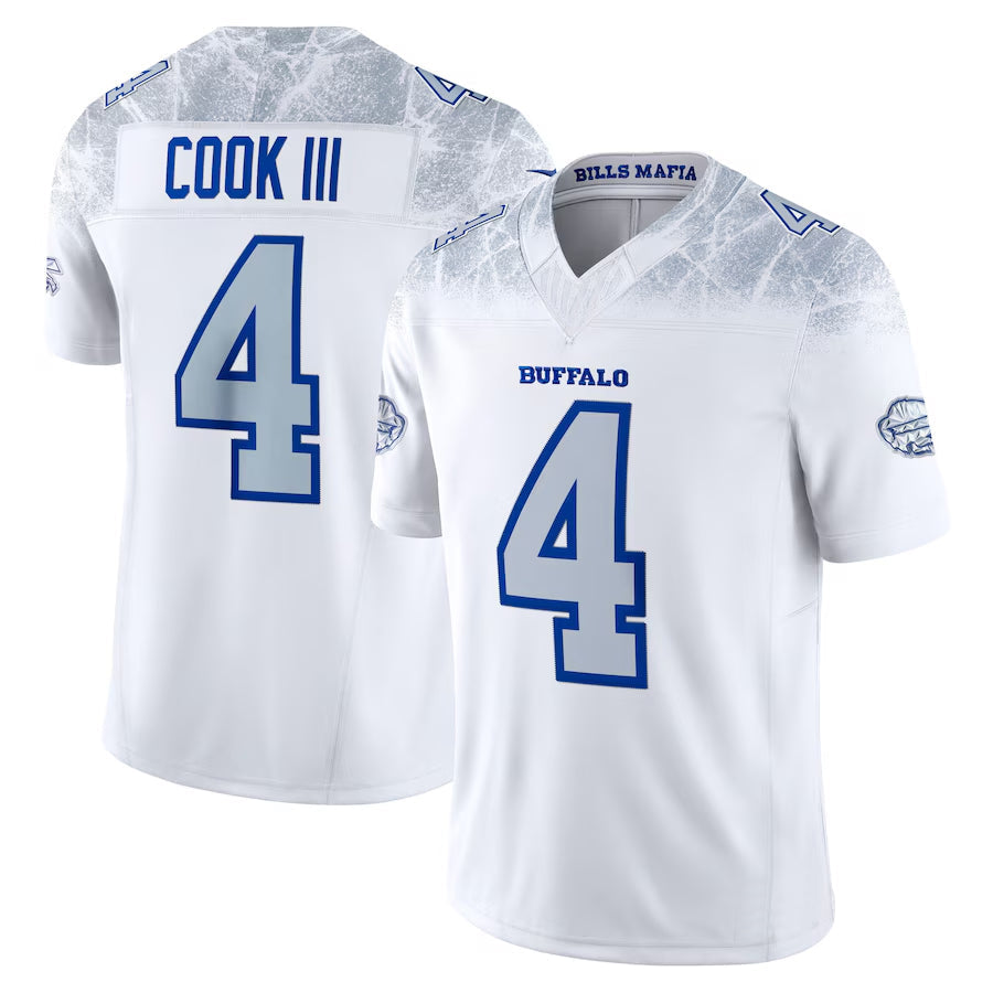 Trusc B.Bills #4 James Cook III Player White Rivalries Collection Vapor Limited Stitched Jerseys