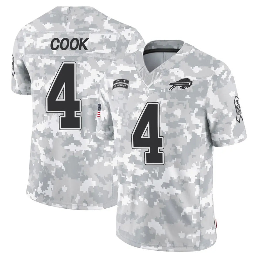 Trusc B.Bills #4 James Cook Player Arctic Camo Salute to Service Limited Stitched Jerseys