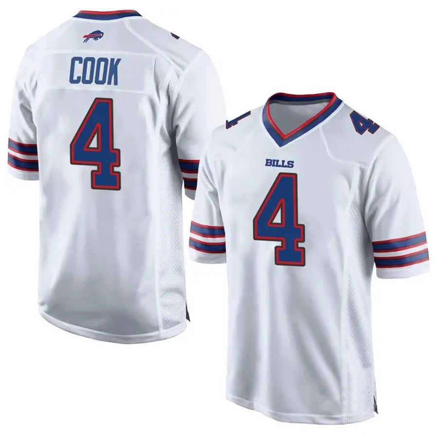 Trusc B.Bills #4 James Cook Player White Home Game Stitched Jerseys