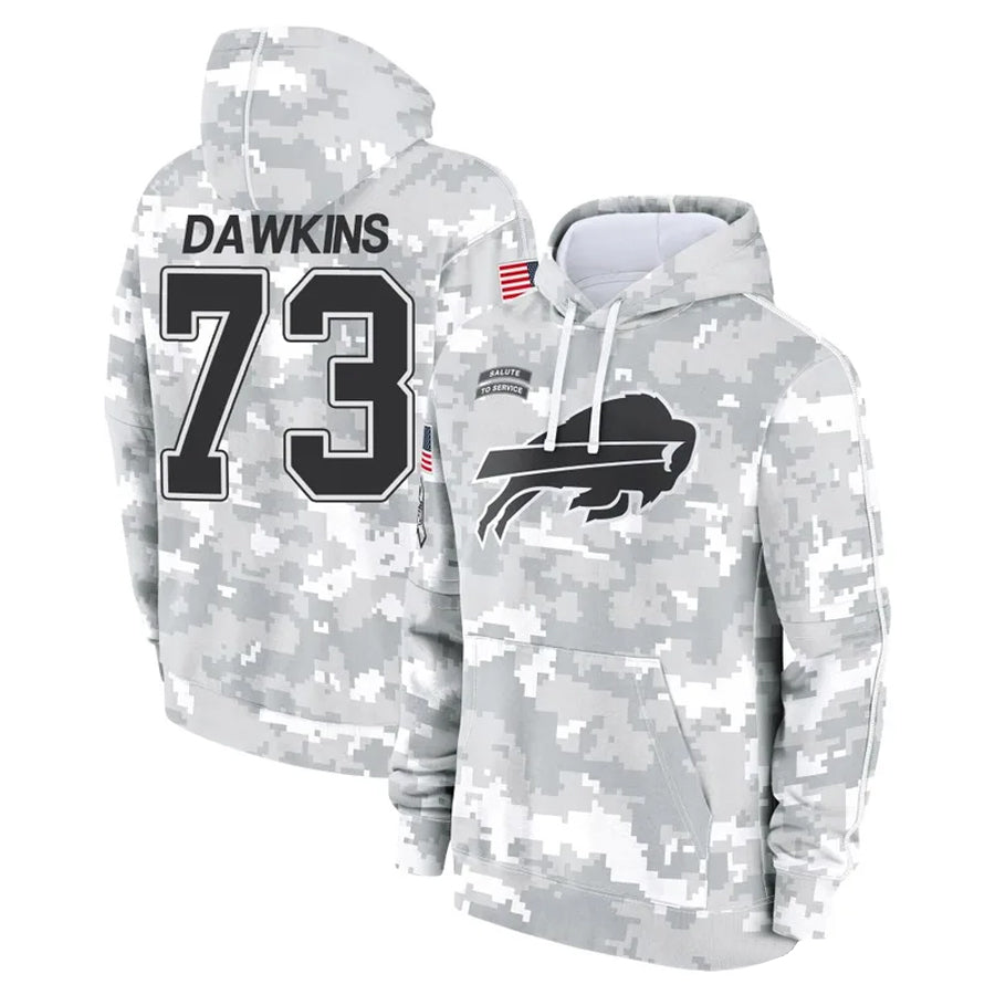 Trusc B.Bills #73 Dion Dawkins Player Salute to Service Hoodies  Stitched Jerseys