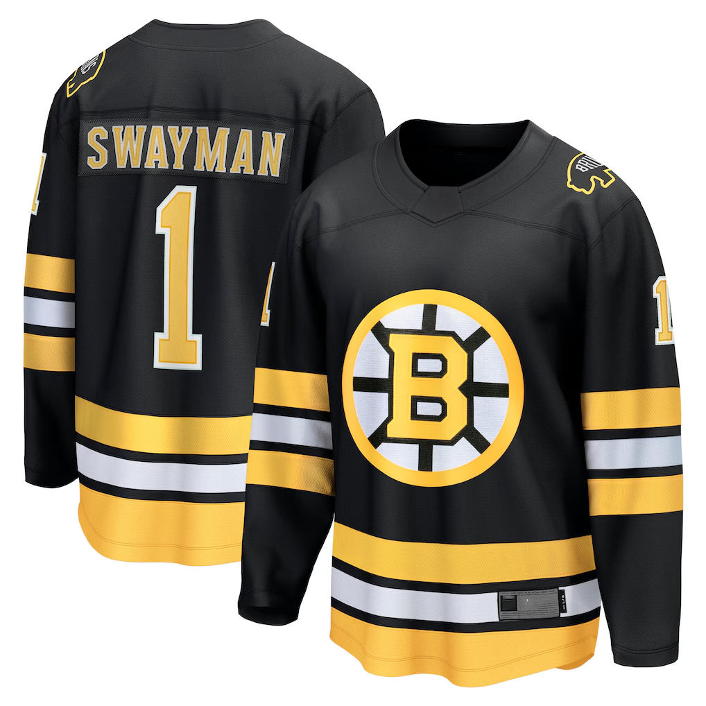 Trusc B.Bruins #1 Jeremy Swayman Black Home Breakaway Player Stitched Jerseys