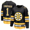 Trusc B.Bruins #1 Jeremy Swayman Black Home Breakaway Stitched Jerseys
