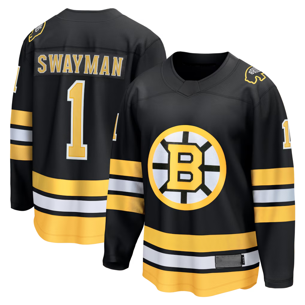 Trusc B.Bruins #1 Jeremy Swayman Black Home Breakaway Stitched Jerseys