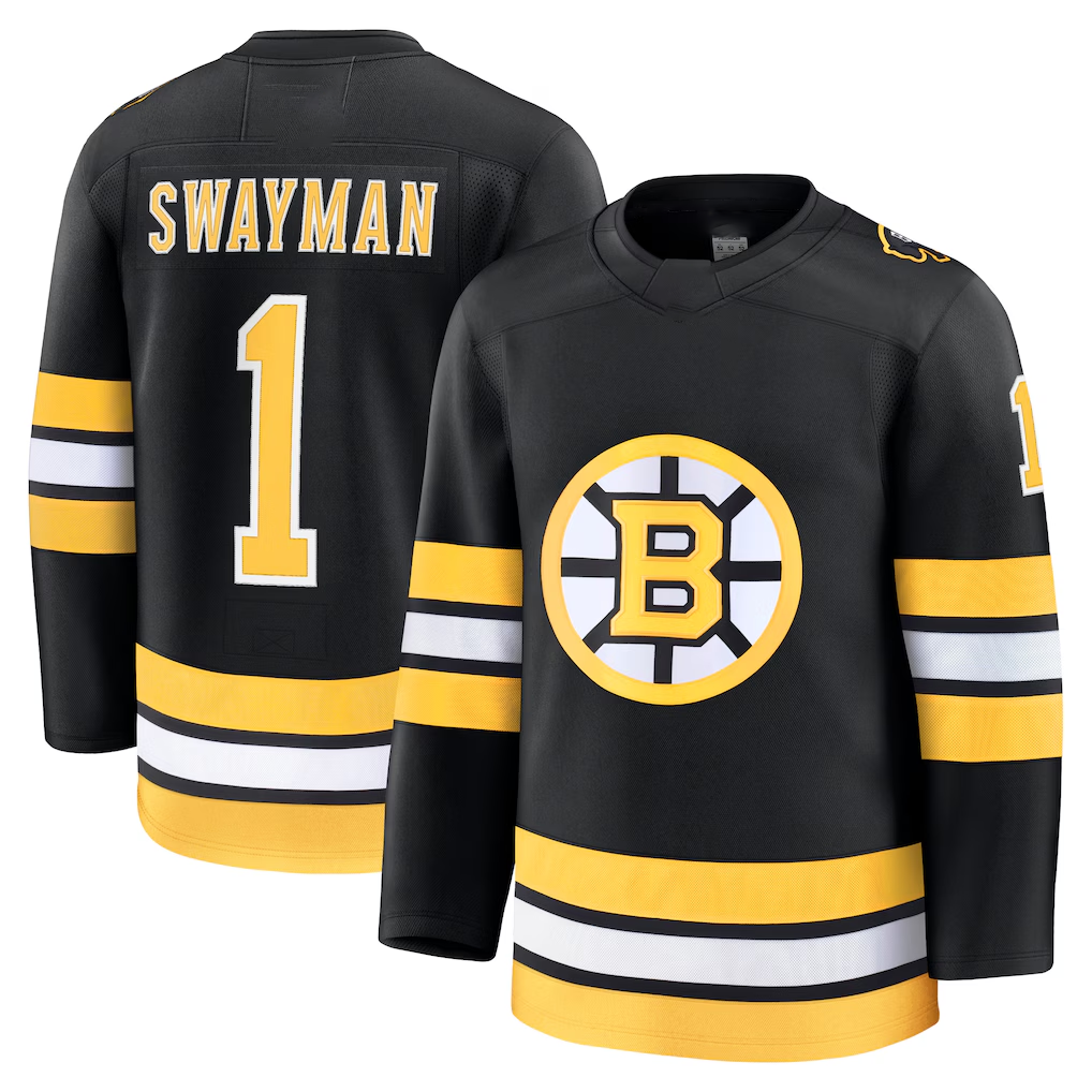 Trusc B.Bruins #1 Jeremy Swayman Black Home Premium Stitched Jerseys