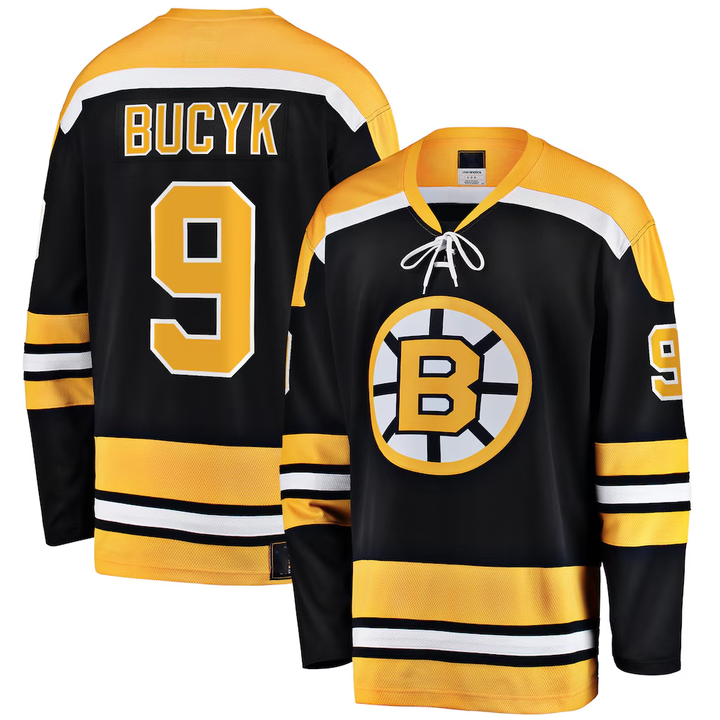 Trusc B.Bruins #9 John Bucyk Black Premier Breakaway Retired Player Stitched Jerseys