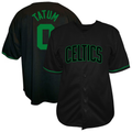 Trusc B.Celtics #0 Jayson Tatum Profile Black Big & Tall Name & Number Button-Up Jerseys