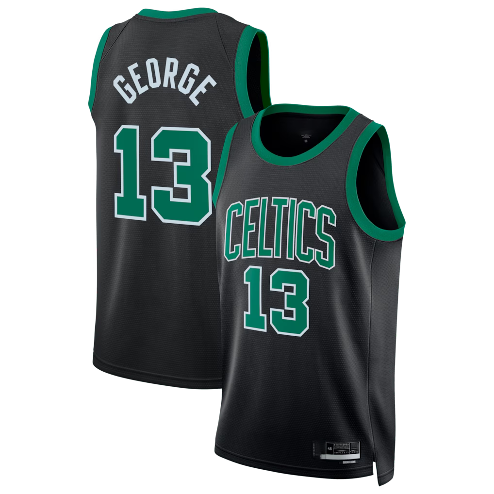 Trusc B.Celtics #13 Paul George Black Swingman Jerseys - Statement Edition