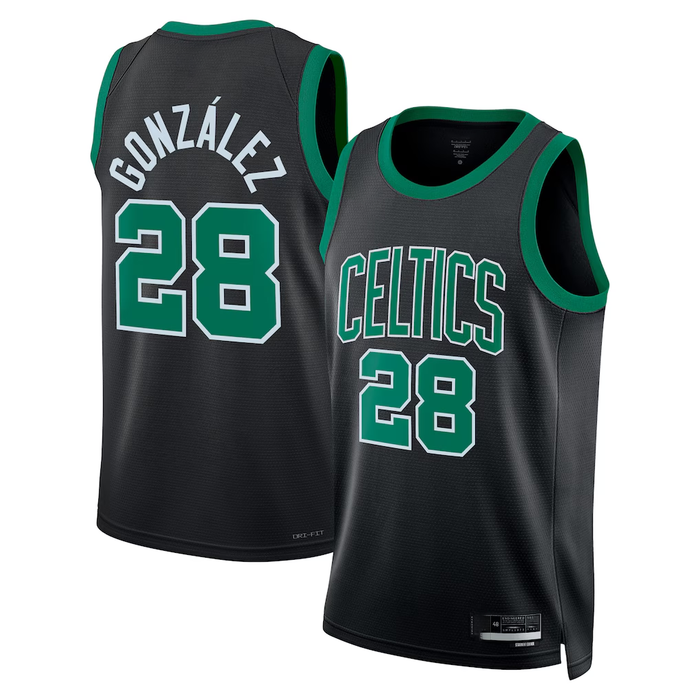 Trusc B.Celtics #28 Hugo Gonz¨¢lez Black Swingman Jerseys - Statement Edition