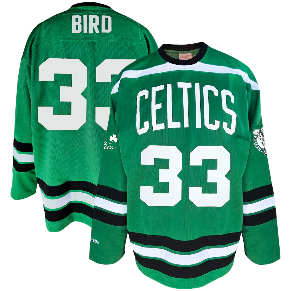 Trusc B.Celtics #33 Larry Bird Mitchell & Ness Kelly Green Big & Tall Hockey Jerseys